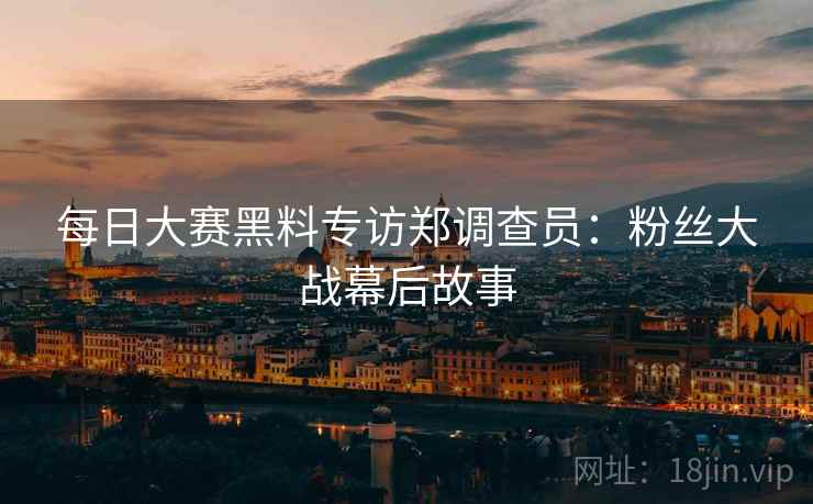 每日大赛黑料专访郑调查员：粉丝大战幕后故事