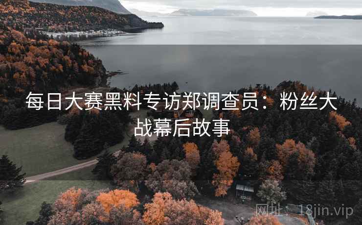 每日大赛黑料专访郑调查员：粉丝大战幕后故事
